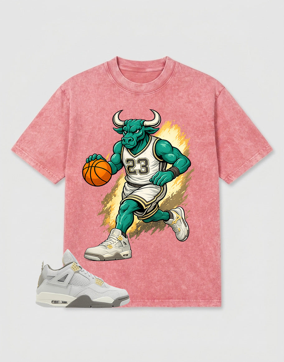 Grey Photon Dust 4s Zadago Washed T-shirt Raging Bull Graphic