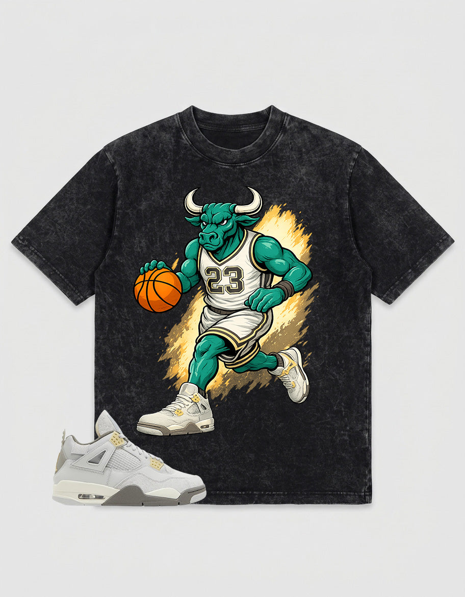 Grey Photon Dust 4s Zadago Washed T-shirt Raging Bull Graphic