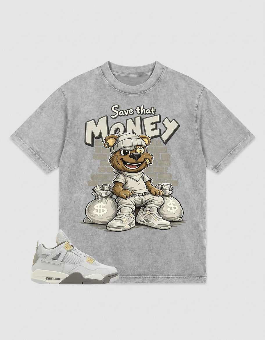Grey Photon Dust 4s Zadago Washed T-shirt Save That Money Graphic