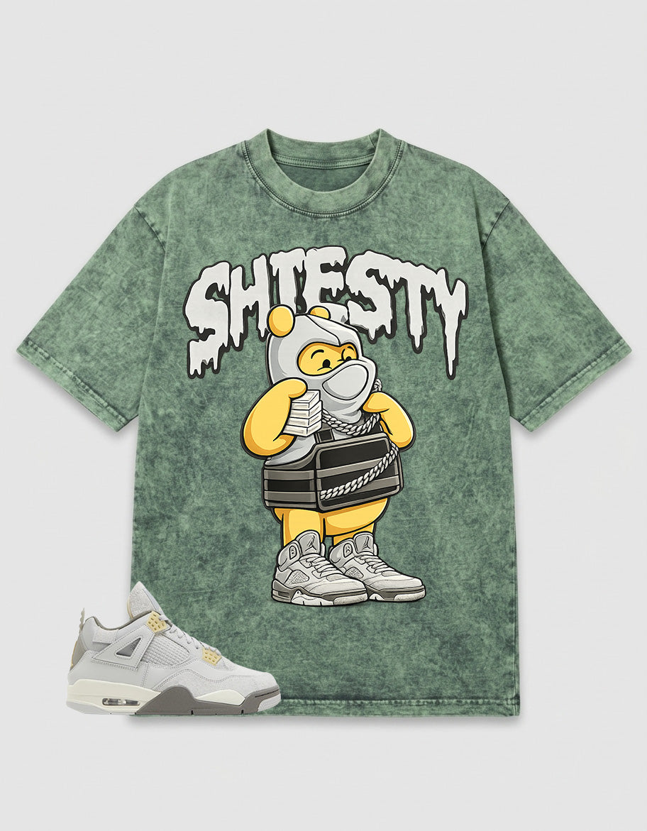 Grey Photon Dust 4s Zadago Washed T-shirt Shiesty Pooh Graphic
