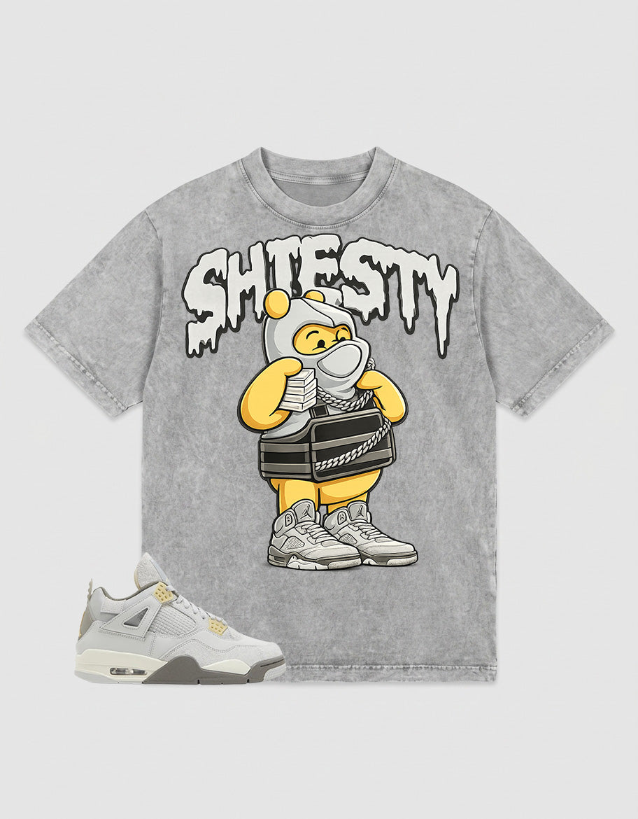 Grey Photon Dust 4s Zadago Washed T-shirt Shiesty Pooh Graphic