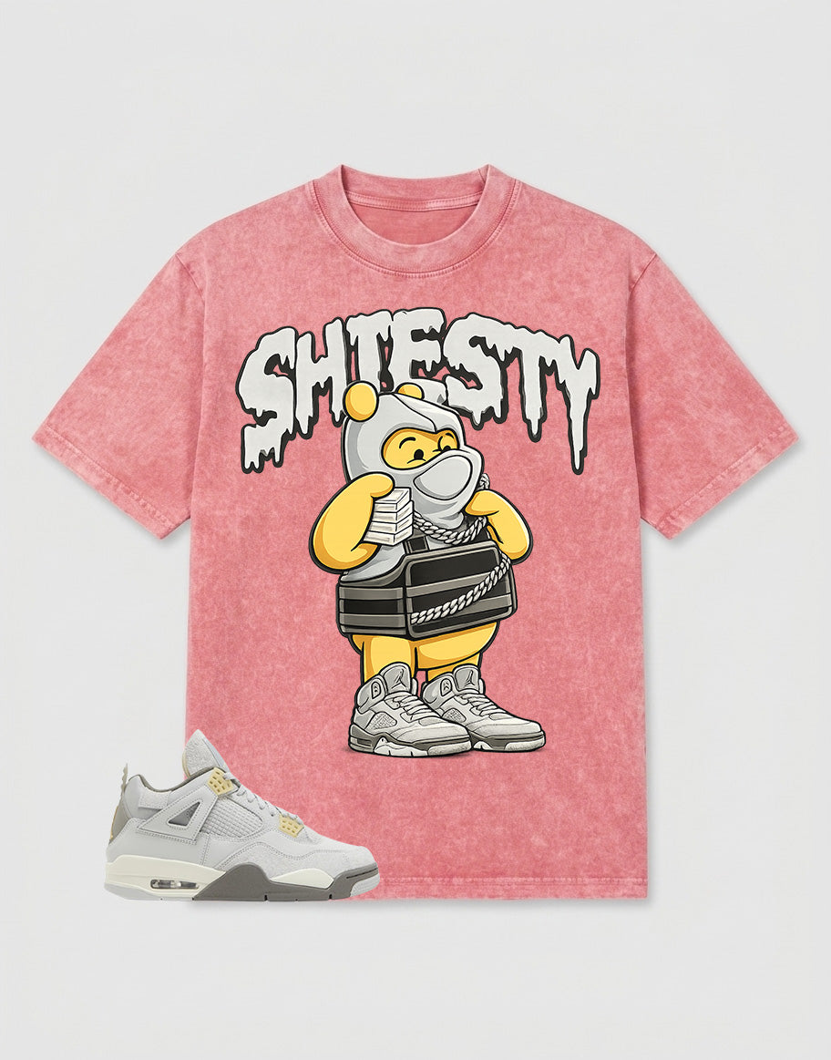 Grey Photon Dust 4s Zadago Washed T-shirt Shiesty Pooh Graphic