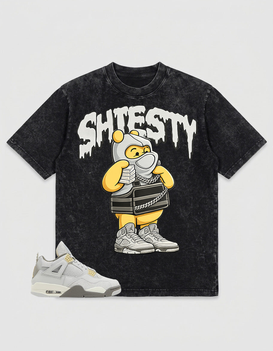 Grey Photon Dust 4s Zadago Washed T-shirt Shiesty Pooh Graphic