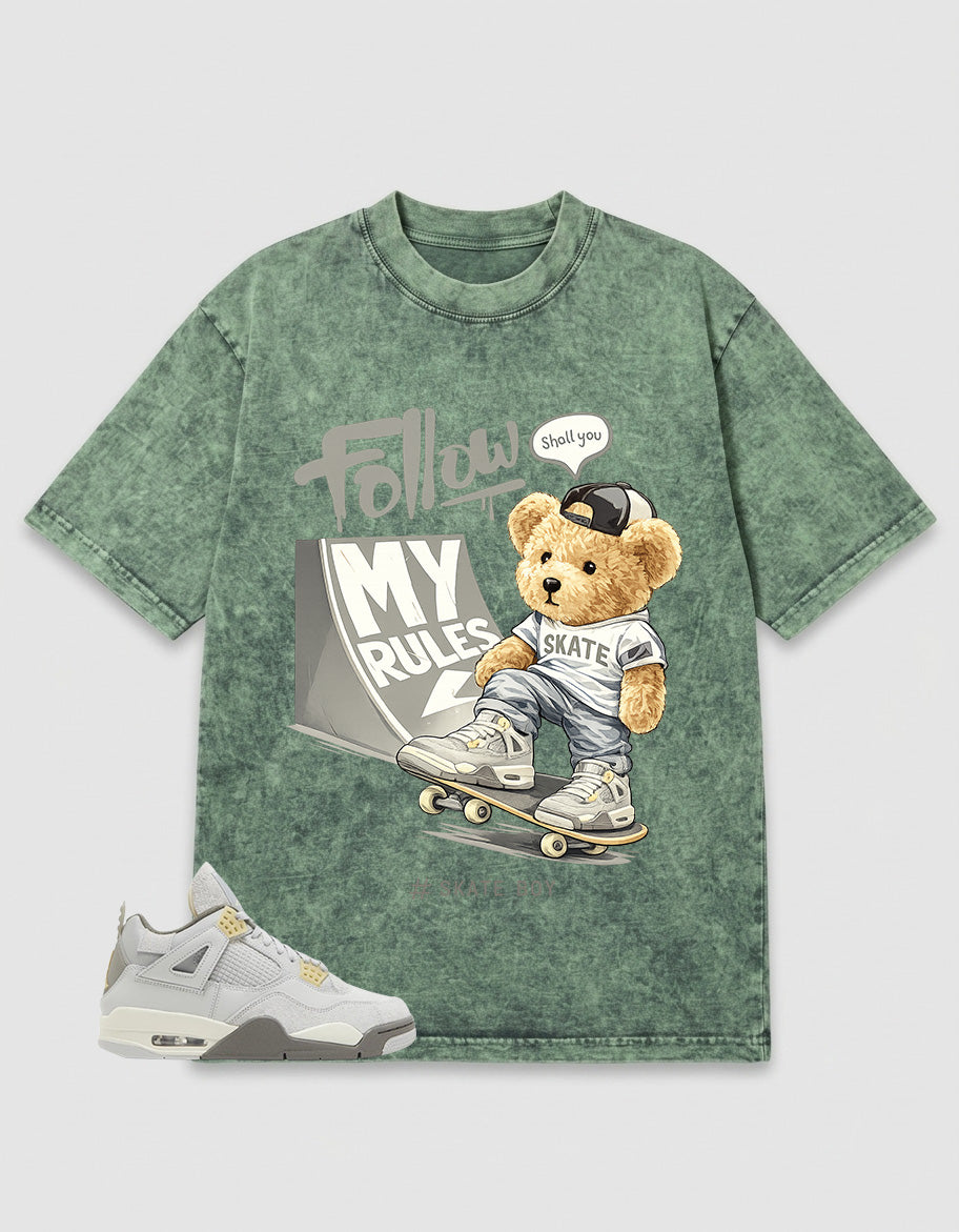 Grey Photon Dust 4s Zadago Washed T-shirt Skate Boy Graphic