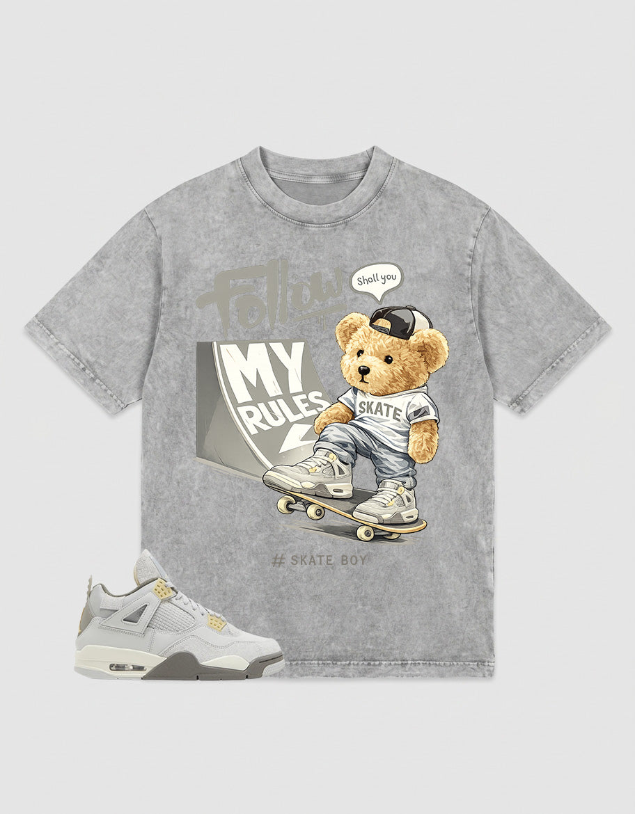 Grey Photon Dust 4s Zadago Washed T-shirt Skate Boy Graphic