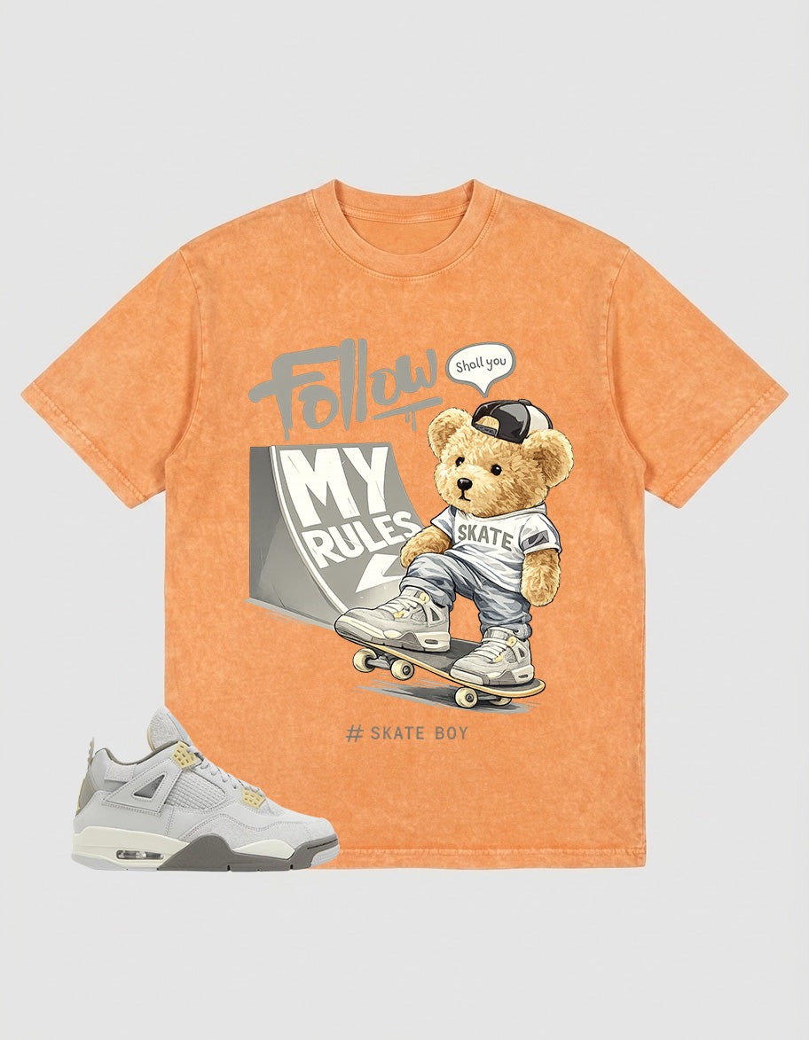 Grey Photon Dust 4s Zadago Washed T-shirt Skate Boy Graphic