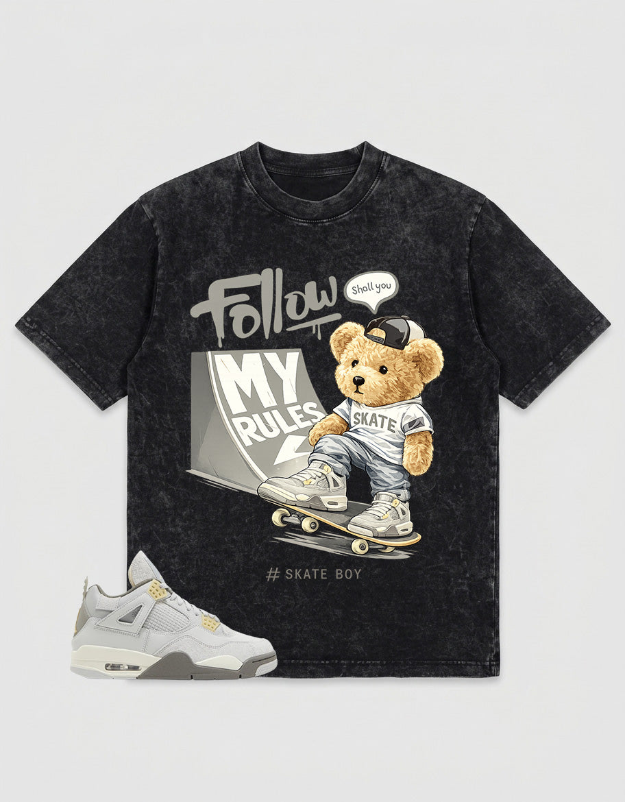 Grey Photon Dust 4s Zadago Washed T-shirt Skate Boy Graphic