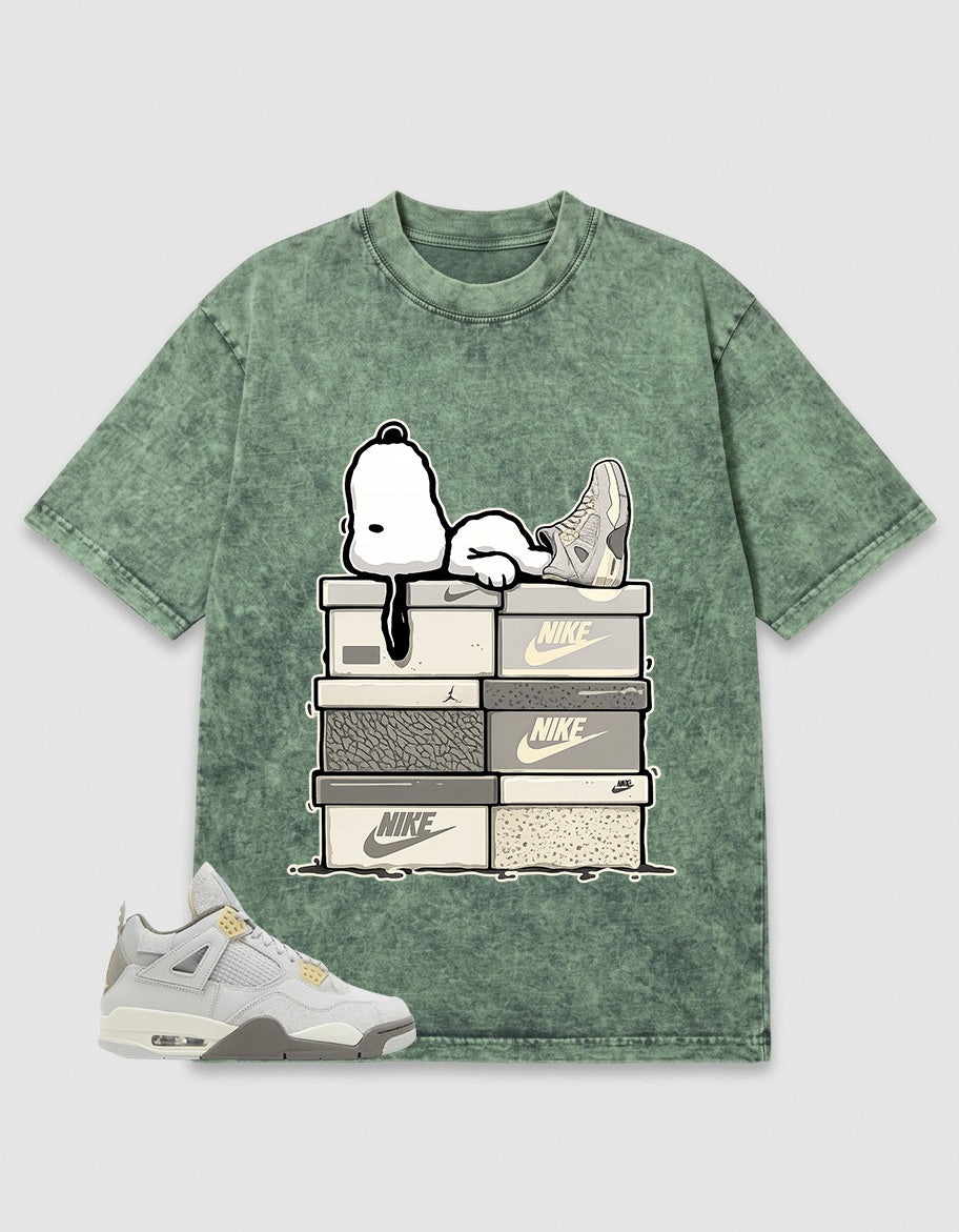 Grey Photon Dust 4s Zadago Washed T-shirt Snoopy Chillin' Graphic
