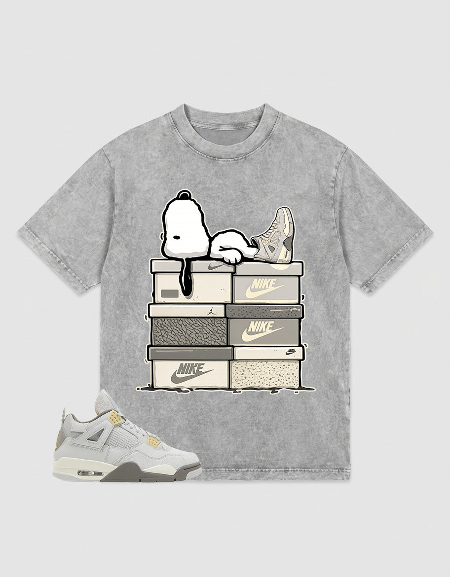 Grey Photon Dust 4s Zadago Washed T-shirt Snoopy Chillin' Graphic