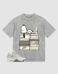 Grey Photon Dust 4s Zadago Washed T-shirt Snoopy Chillin' Graphic