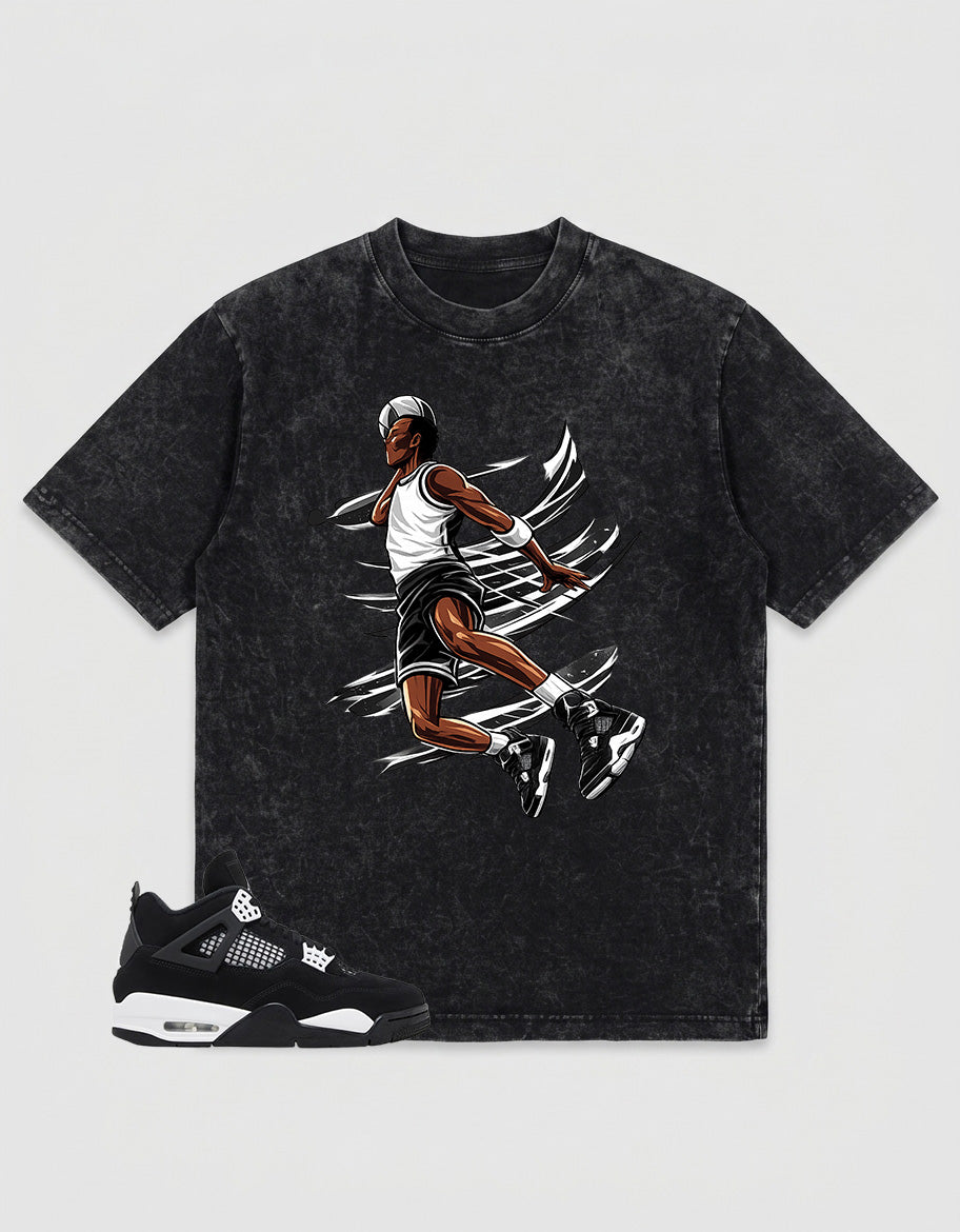 White Thunder 4s Zadago Washed T-shirt Air Ball Graphic
