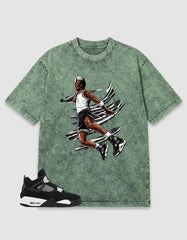 White Thunder 4s Zadago Washed T-shirt Air Ball Graphic