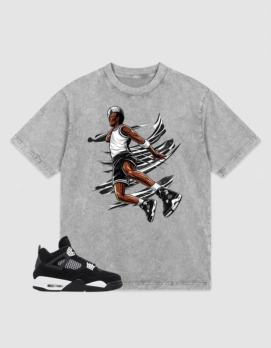 White Thunder 4s Zadago Washed T-shirt Air Ball Graphic