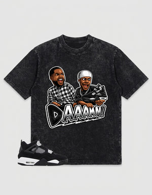 White Thunder 4s Zadago Washed T-shirt Daaamn Sneaker Graphic