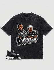 White Thunder 4s Zadago Washed T-shirt Daaamn Sneaker Graphic