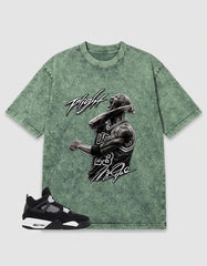 White Thunder 4s Zadago Washed T-shirt Flight Legend MJ Graphic