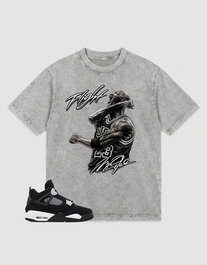 White Thunder 4s Zadago Washed T-shirt Flight Legend MJ Graphic