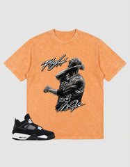 White Thunder 4s Zadago Washed T-shirt Flight Legend MJ Graphic