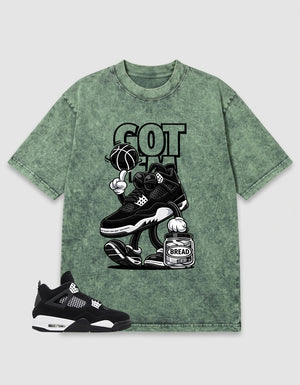 White Thunder 4s Zadago Washed T-shirt Got 'Em Bread Graphic