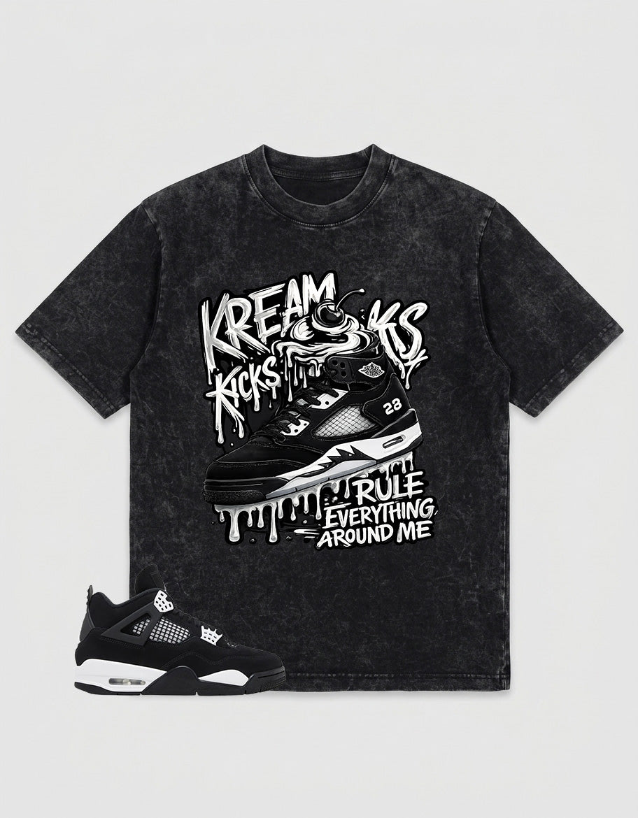 White Thunder 4s Zadago Washed T-shirt Kream Kicks Graphic