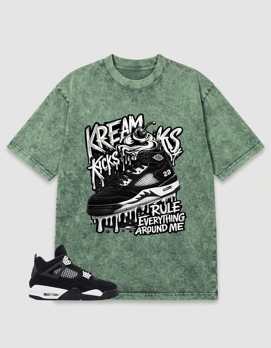 White Thunder 4s Zadago Washed T-shirt Kream Kicks Graphic
