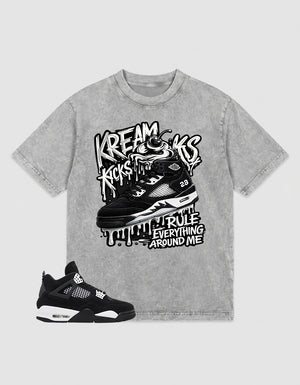 White Thunder 4s Zadago Washed T-shirt Kream Kicks Graphic
