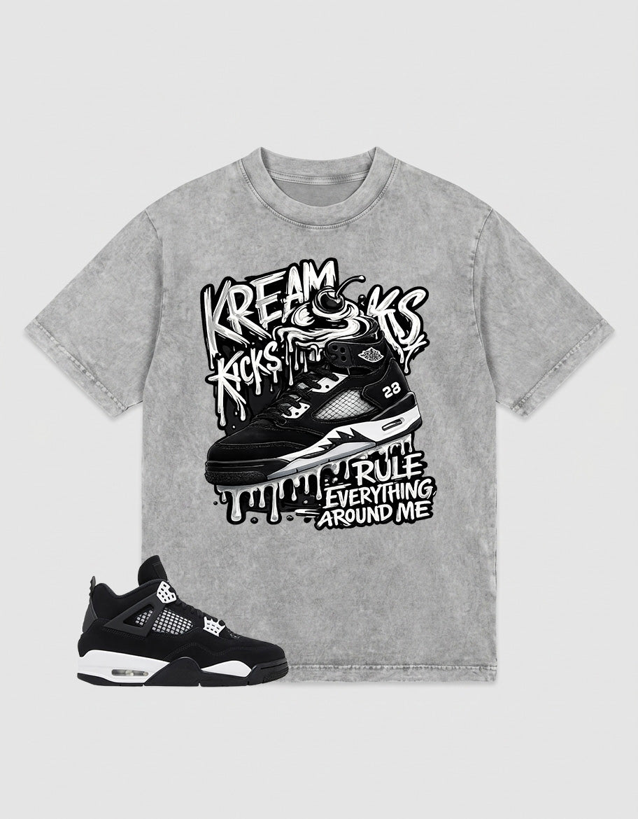 White Thunder 4s Zadago Washed T-shirt Kream Kicks Graphic