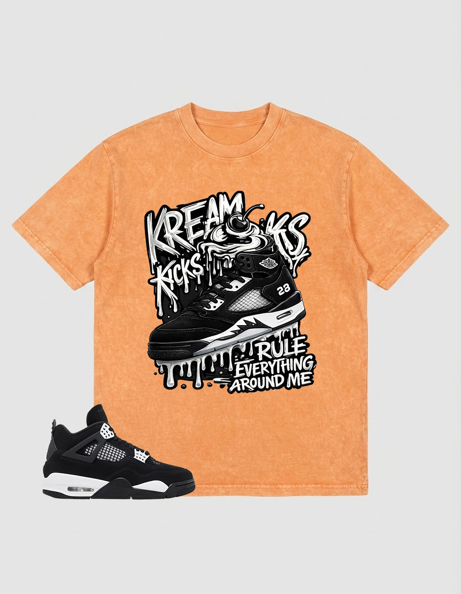 White Thunder 4s Zadago Washed T-shirt Kream Kicks Graphic