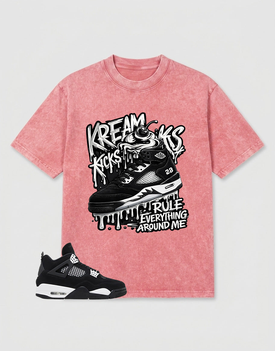 White Thunder 4s Zadago Washed T-shirt Kream Kicks Graphic