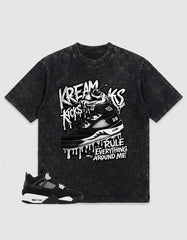 White Thunder 4s Zadago Washed T-shirt Kream Kicks Graphic