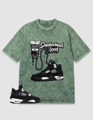 White Thunder 4s Zadago Washed T-shirt Sneakerhead Blood Graphic