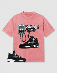 White Thunder 4s Zadago Washed T-shirt Sneakerhead Blood Graphic