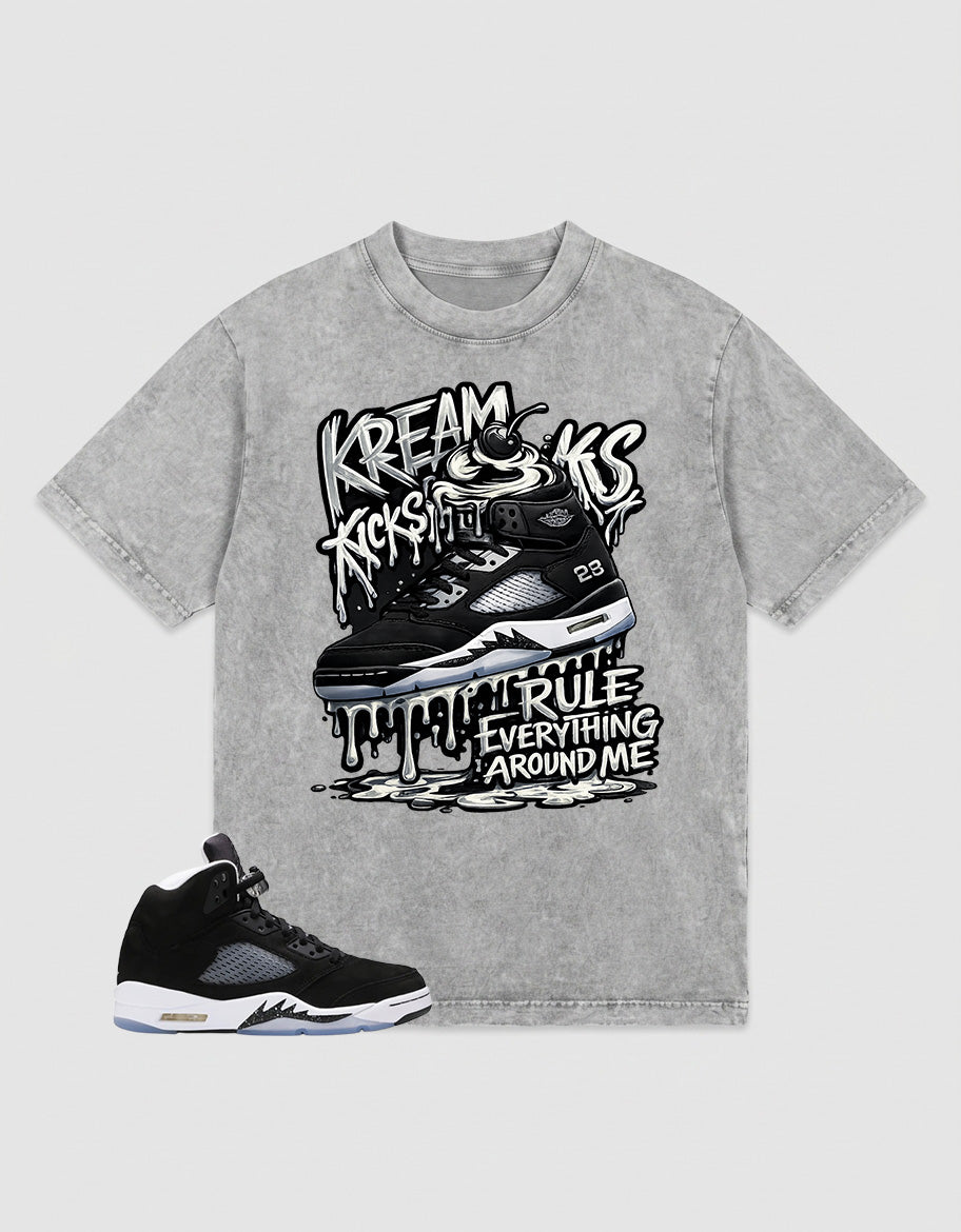 Cool Grey Oreo 5s Zadago Washed T-shirt Kream Kicks Graphic