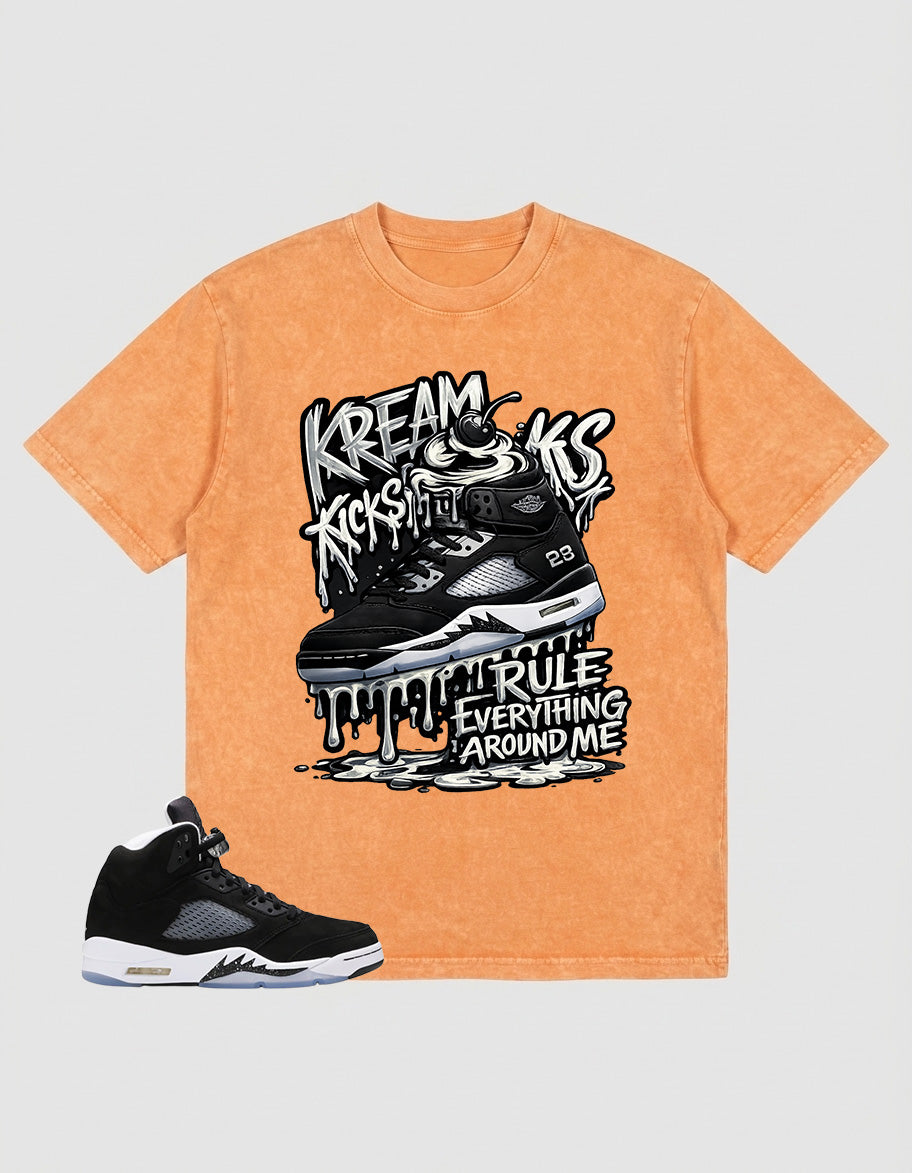 Cool Grey Oreo 5s Zadago Washed T-shirt Kream Kicks Graphic