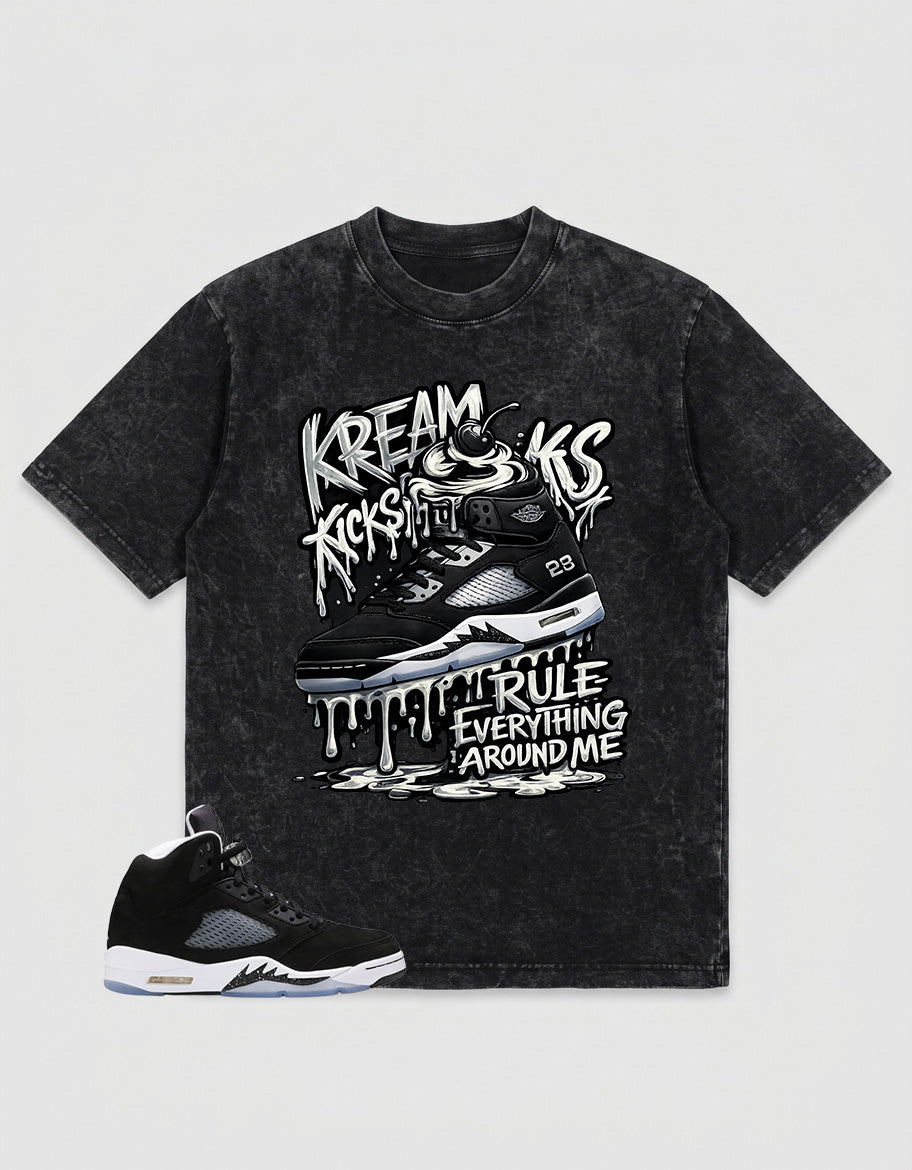 Cool Grey Oreo 5s Zadago Washed T-shirt Kream Kicks Graphic