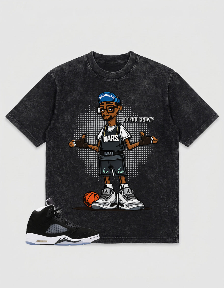 Oreo 5s Zadago Washed T-shirt Mars Do You Know Graphic