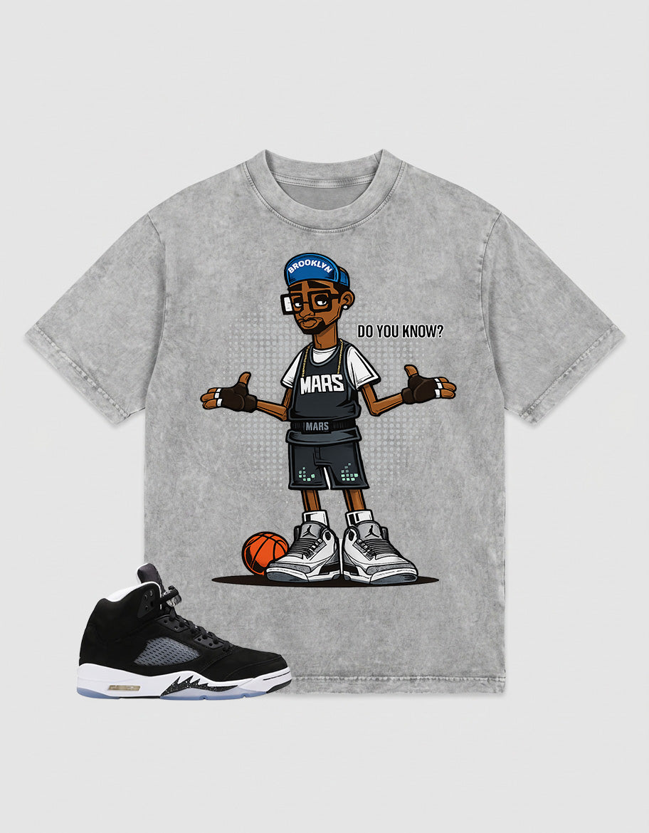Oreo 5s Zadago Washed T-shirt Mars Do You Know Graphic
