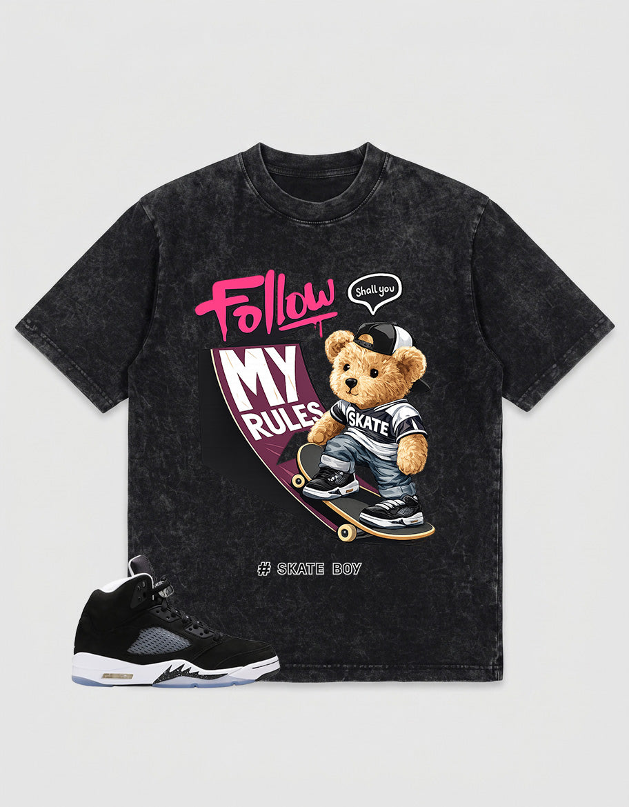 Cool Grey Oreo 5s Zadago Washed T-shirt Skate Boy Graphic