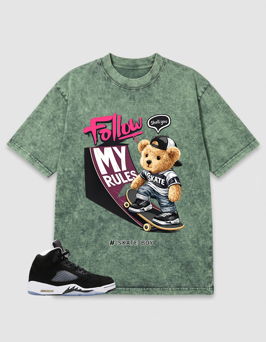Cool Grey Oreo 5s Zadago Washed T-shirt Skate Boy Graphic