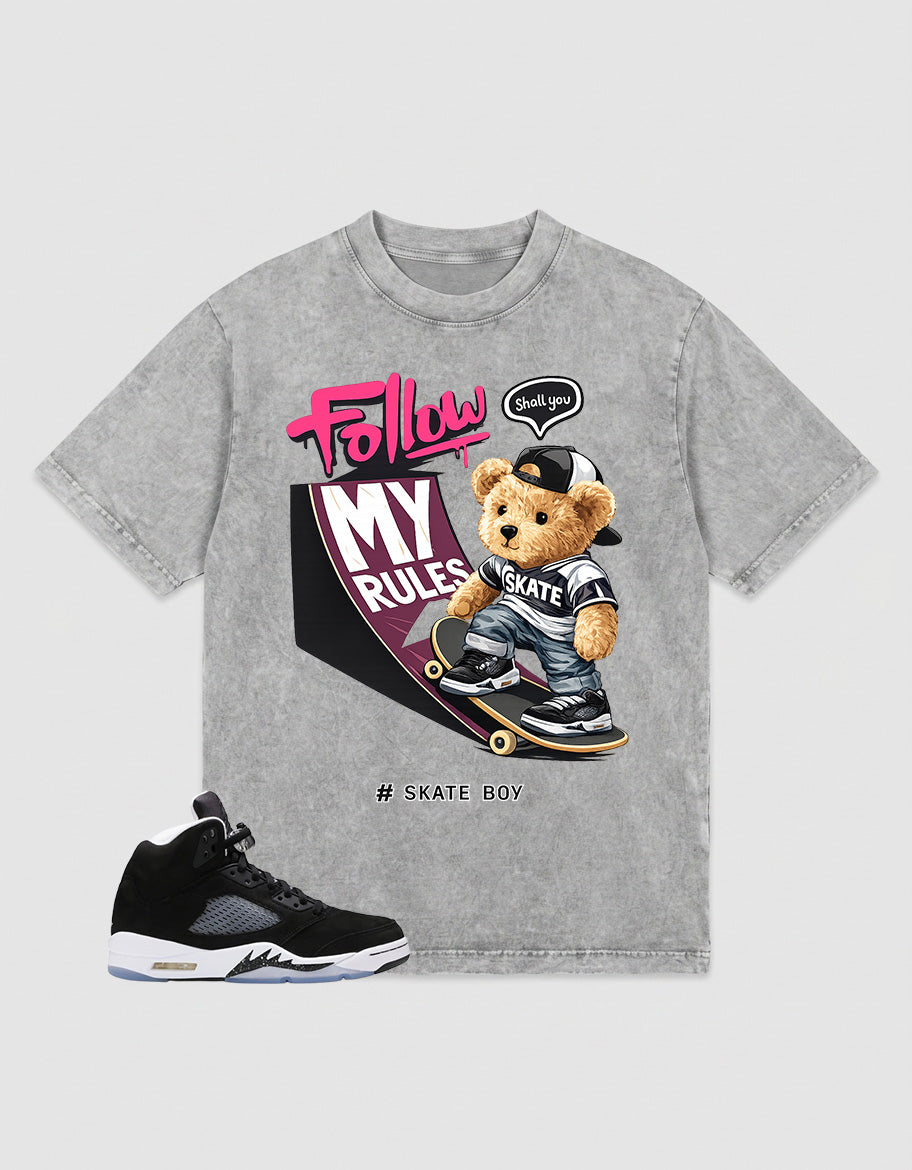 Cool Grey Oreo 5s Zadago Washed T-shirt Skate Boy Graphic
