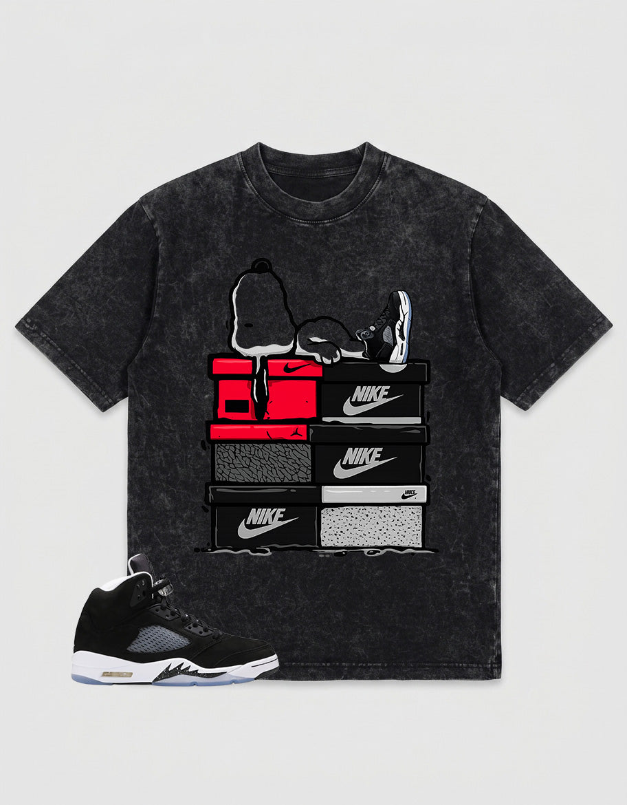 Cool Grey Oreo 5s Zadago Washed T-shirt Snoopy Chillin' Graphic