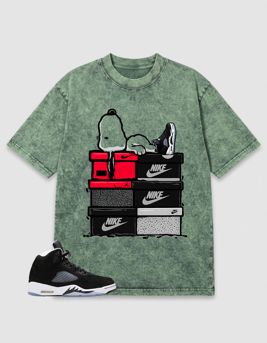 Cool Grey Oreo 5s Zadago Washed T-shirt Snoopy Chillin' Graphic