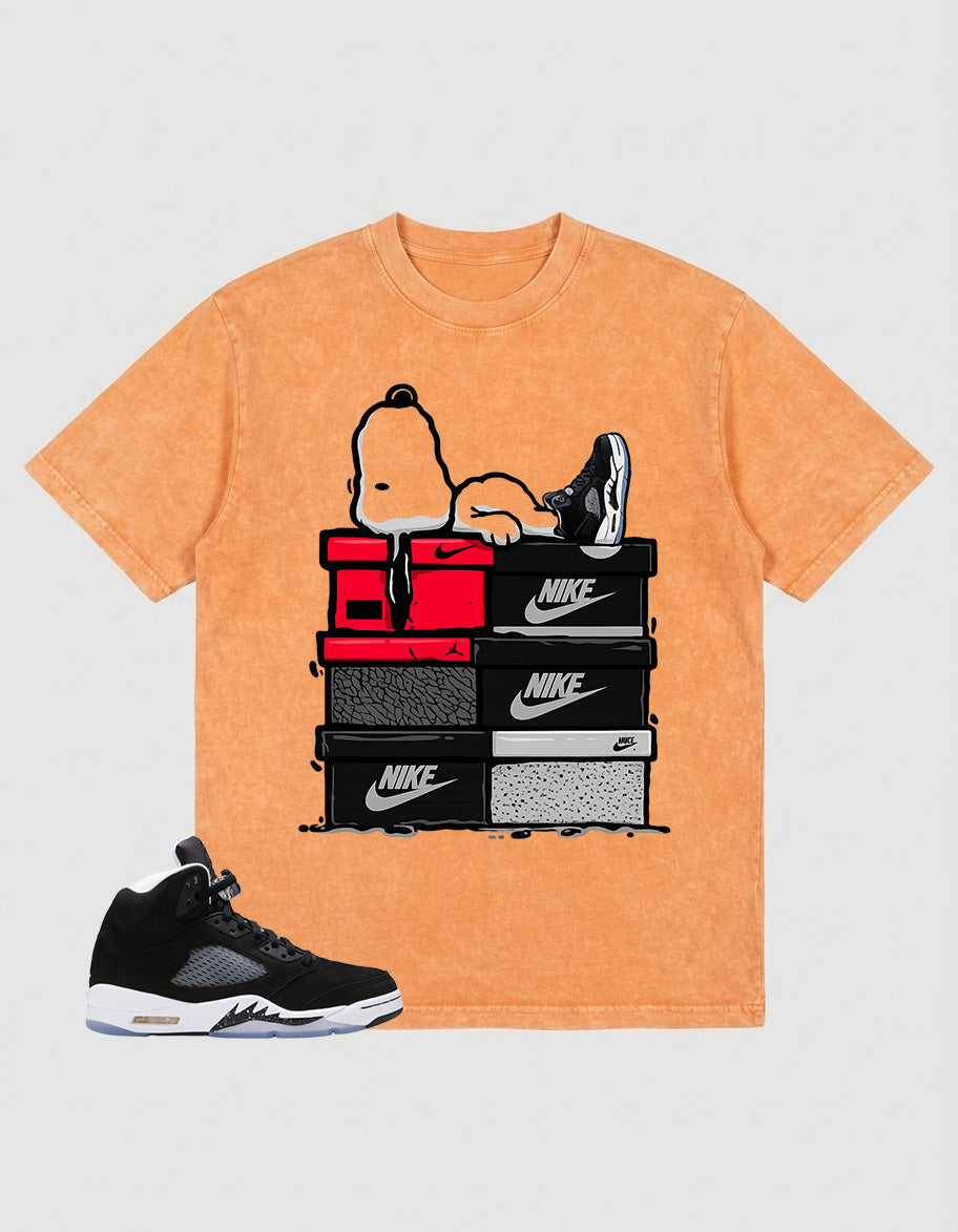 Cool Grey Oreo 5s Zadago Washed T-shirt Snoopy Chillin' Graphic