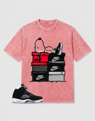 Cool Grey Oreo 5s Zadago Washed T-shirt Snoopy Chillin' Graphic