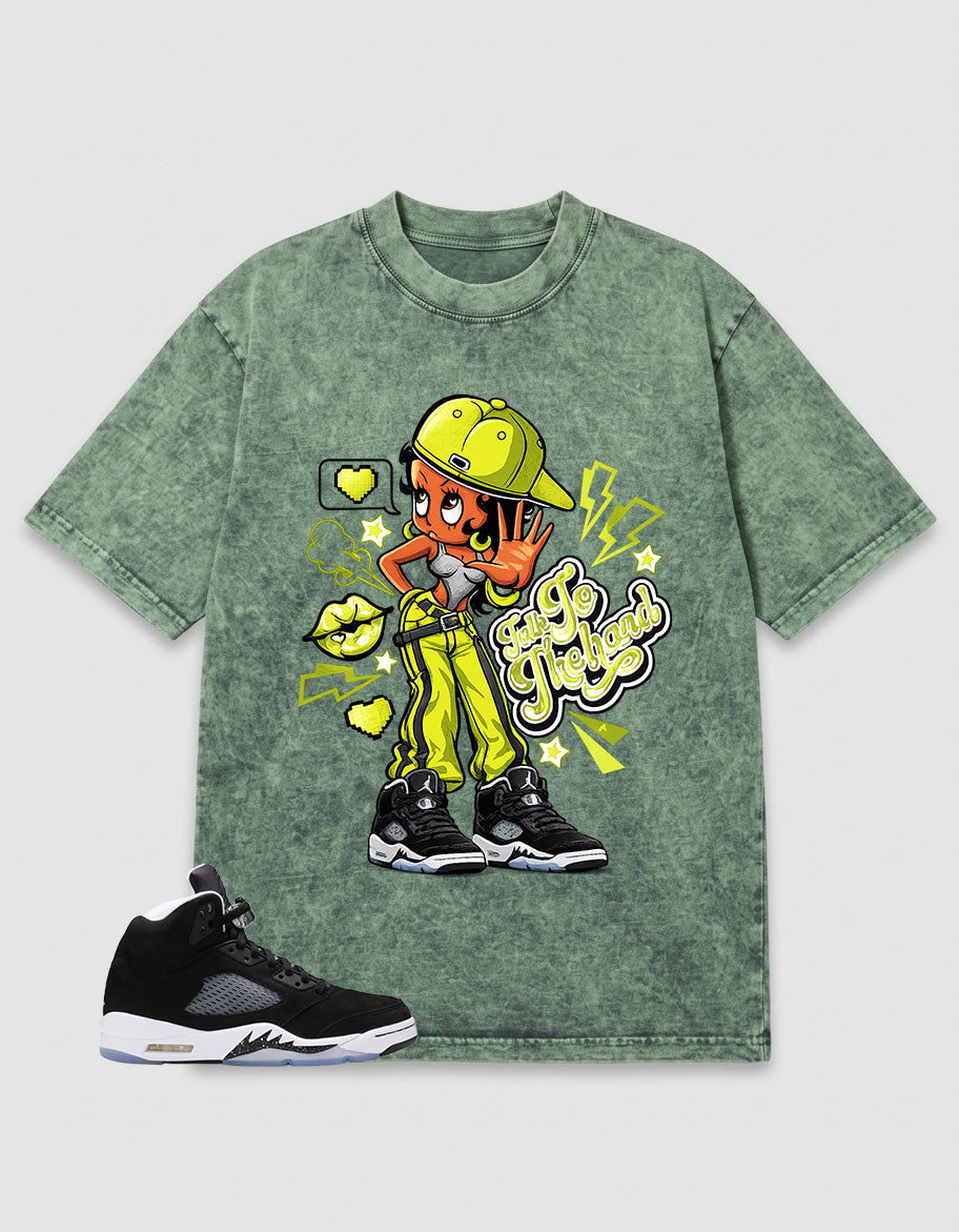 Cool Grey Oreo 5s Zadago Washed T-shirt Talk To The Hand Graphic
