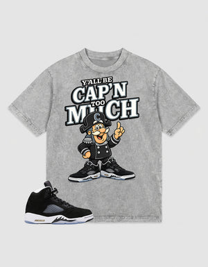 Oreo 5s Zadago Washed T-shirt Y'all Be Cap'n Too Much Graphic