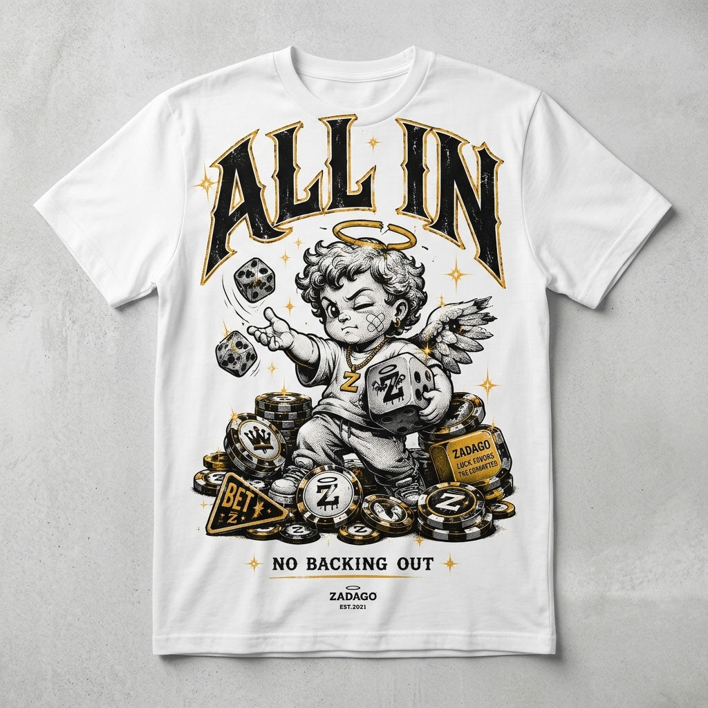 All In No Backing Out White Graphic T-shirt