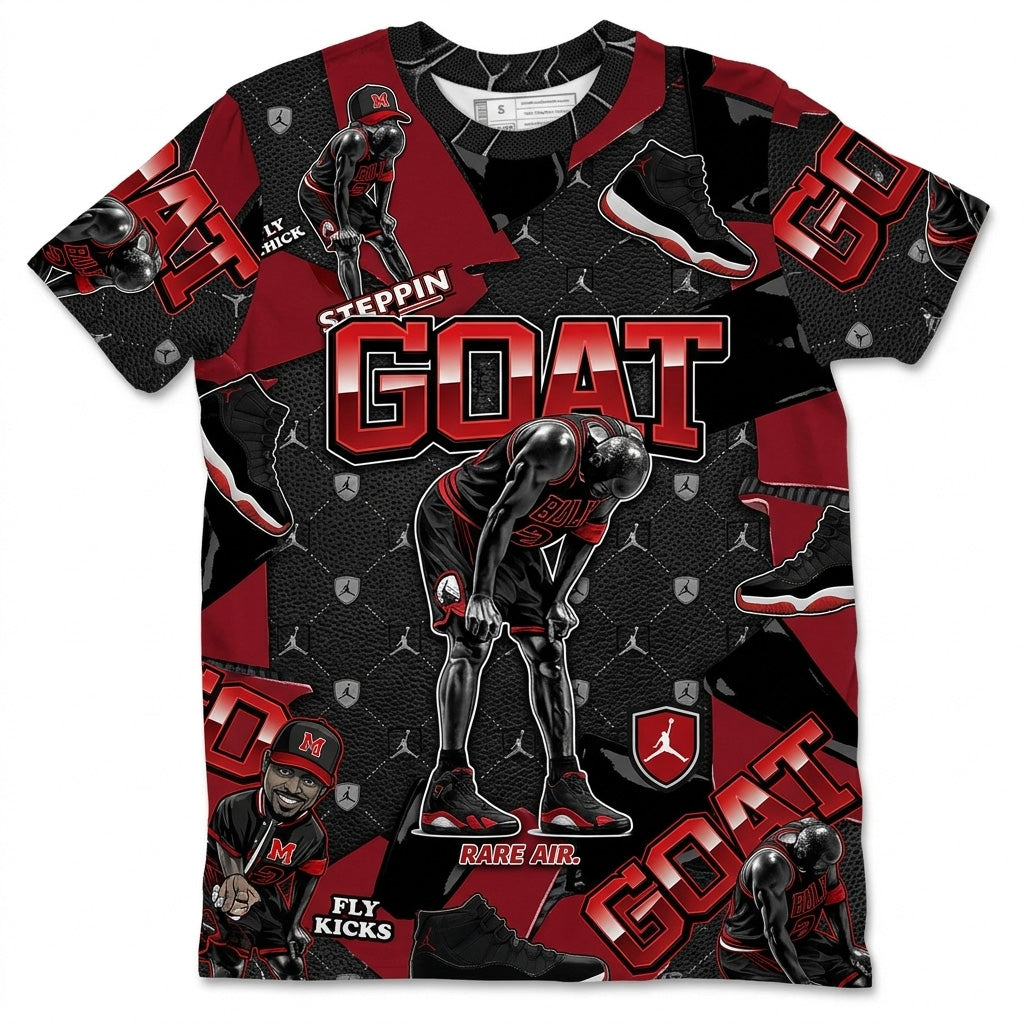 All Over Print Shirt to Match Bred 11s - Goat Rare Air Shirt