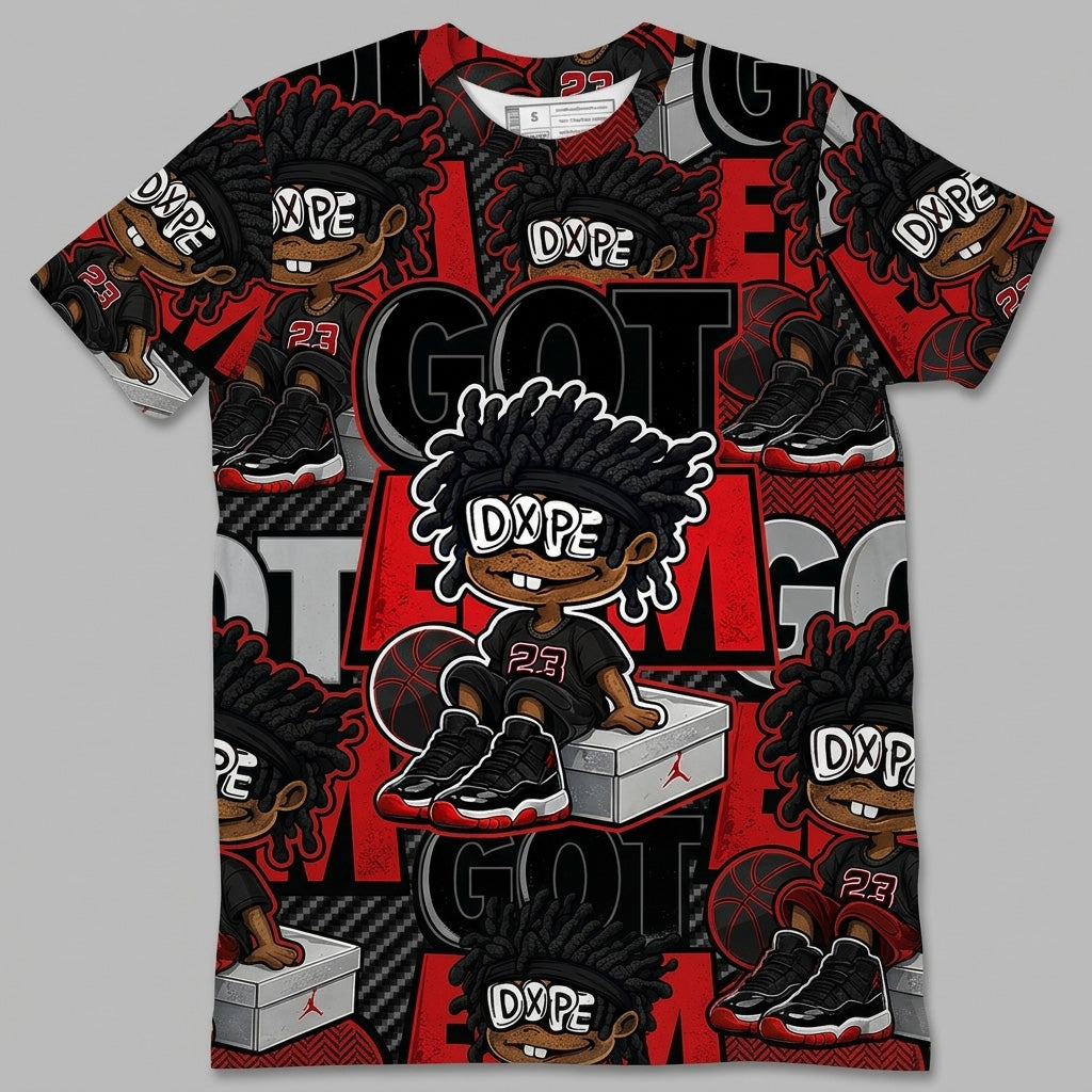 All Over Print Shirt to Match Bred 11s - Got Em Dope Shirt