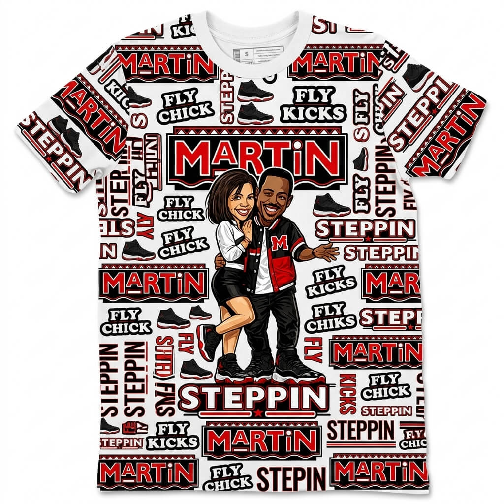 All Over Print Shirt to Match Bred 11s - Martin Steppin Shirt